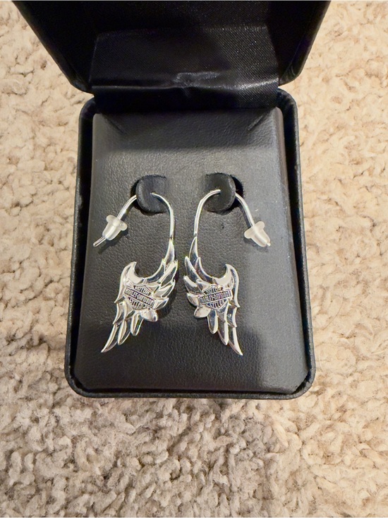 Harley-Davidson Jewelry - Harley-Davidson Silver Wing Logo Drop Earrings